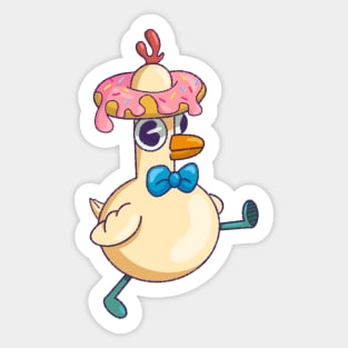 Chicken with a donut hat Sticker